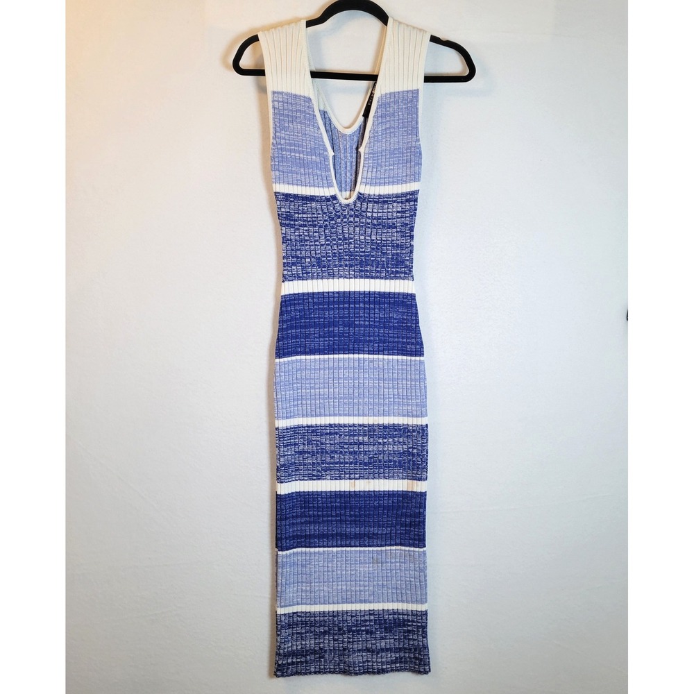Toccini Womens Ribbed Knit Striped Tank Maxi Dress Size Small Stretch Bodycon